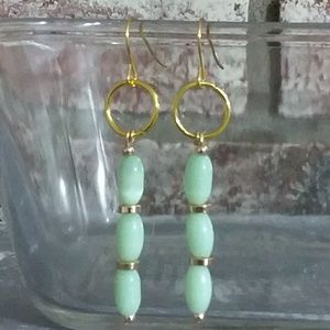 CATSEYE shimmer MINTY green GOLD earrings